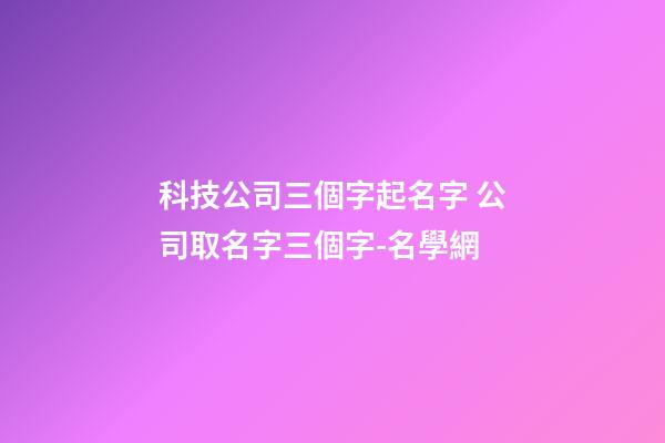 科技公司三個字起名字 公司取名字三個字-名學網